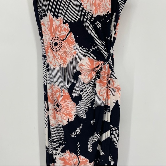 Suzy Shier  pink black Floral fitted twist sleeveless summer casual dress SP - Picture 11 of 14